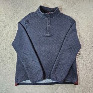 Rhone Quilted Gramercy Sweater Men Large Pullover Snap‎ Button Navy Blue